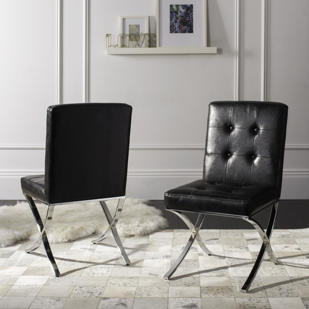 Slader Tufted Side Chair Black Chrome   Contemporary   Dining Chairs   by V.S.D Furniture  Houzz