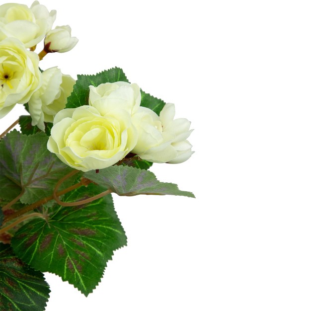 Cream Potted Silk Begonia Spring Artificial Floral Arrangement