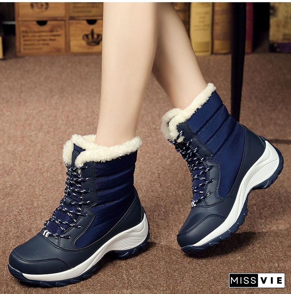 Women Boots Waterproof Winter Snow Boots Platform Warm Ankle Winter Boots With Thick Fur