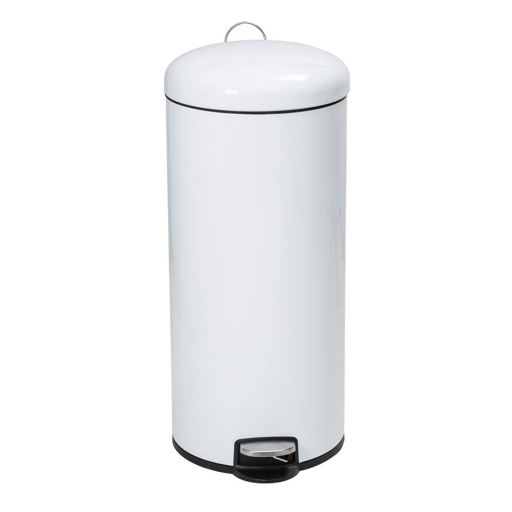 Honey-Can-Do 7.92 Gal. White Retro Metal Household Step-On Trash Can TRS-09329