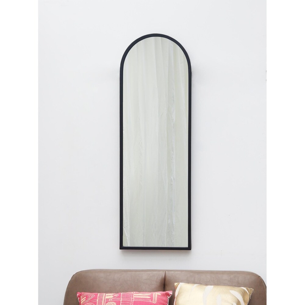 Arched Wall Mounted Mirror with Matte Black Metal Framed  47.6\