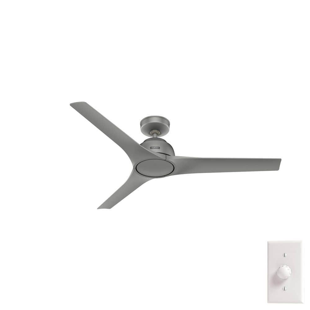 Hunter Gallegos 52 in Matte Silver IndoorOutdoor Ceiling Fan with Wall Control Included