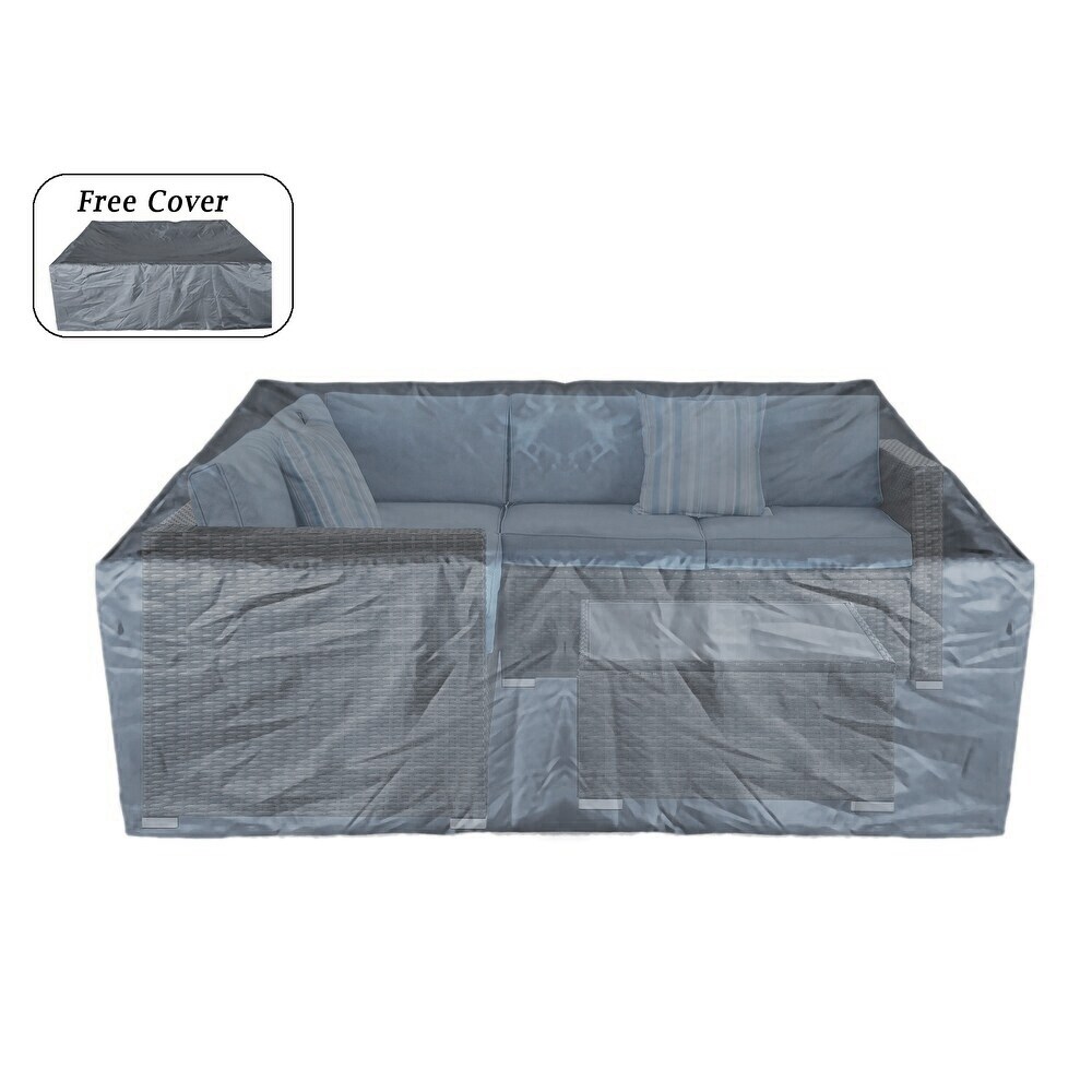 Tappio 4 Piece Outdoor Wicker Sectional Sofa Set with Waterproof Cover