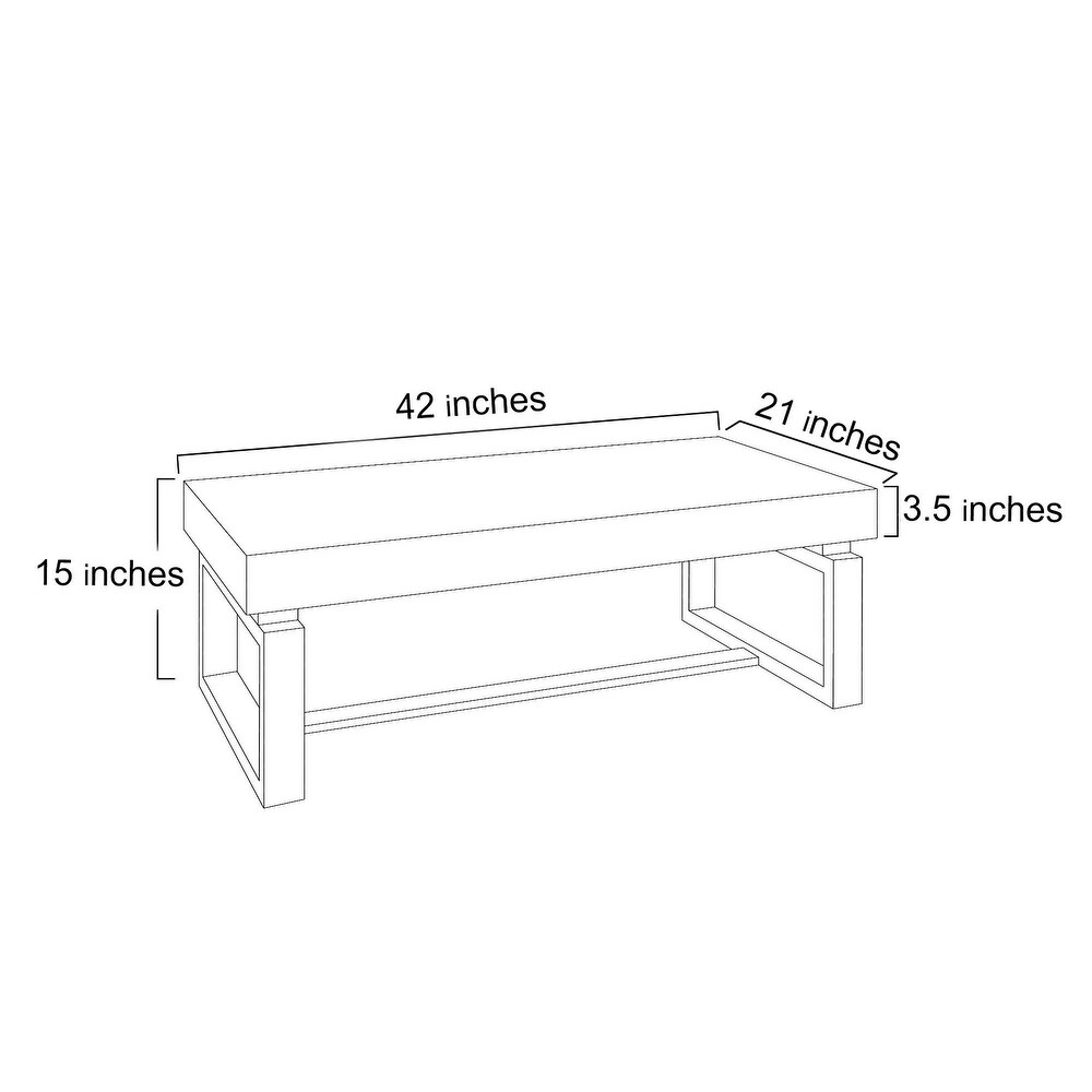 Genzi Modern Solid Wood Accent Rectangle Coffee Table Sheld Legs Sofa Side Desk