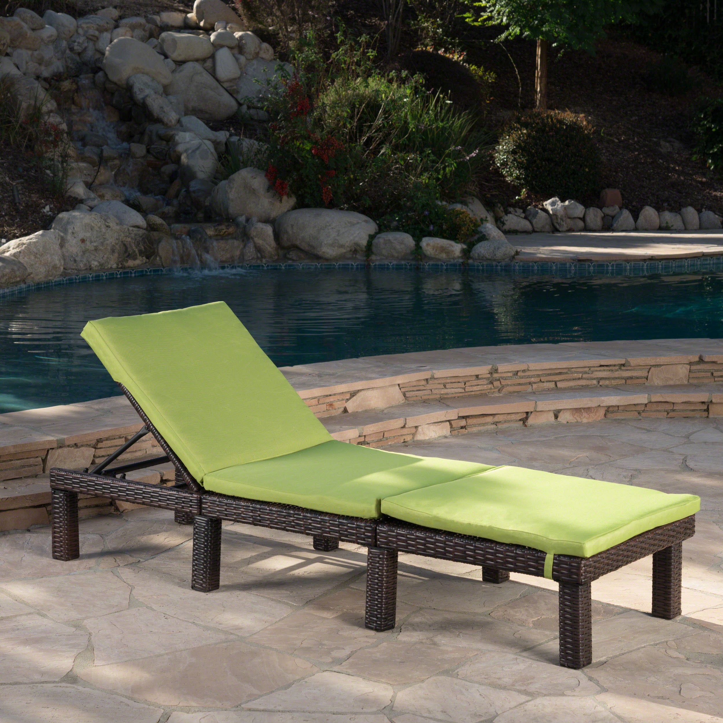 Joyce Outdoor Wicker Chaise Lounge with Water Resistant Cushion