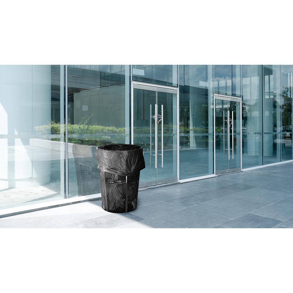 Alpine Industries 48 Gal. Steel Mesh Steel Open-Top All Weather Outdoor Commercial Trash Can 473-48-BLK