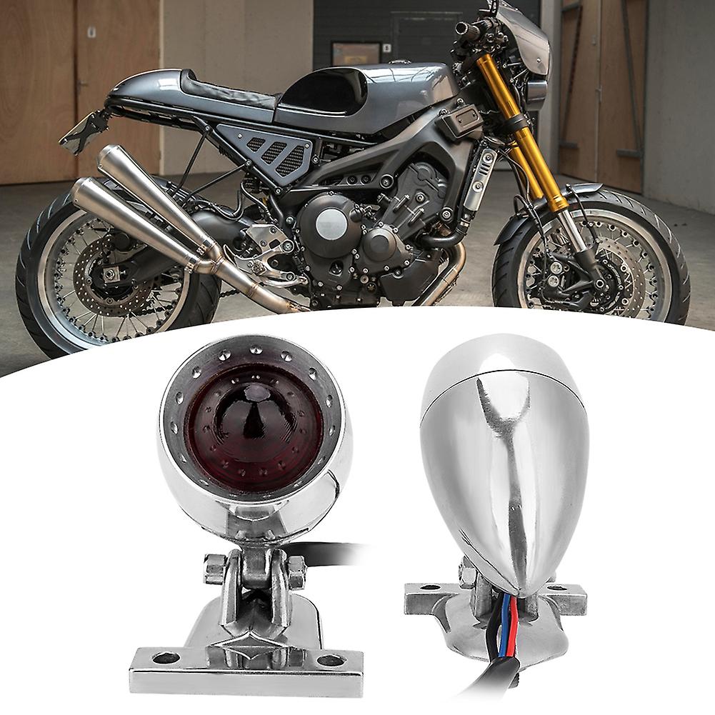 Universal Motorcycle Retro Convex Lens Aluminum Led Taillight Stop Light Brake Light