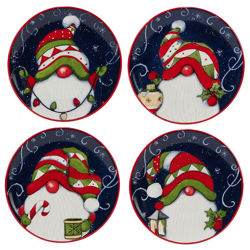 Certified International Hoiday Magic Gnomes 4-pc. Canape Plate Set