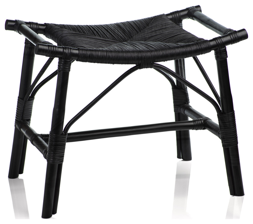 Tabito  Black Rattan Stool   Tropical   Footstools And Ottomans   by Zodax  Houzz