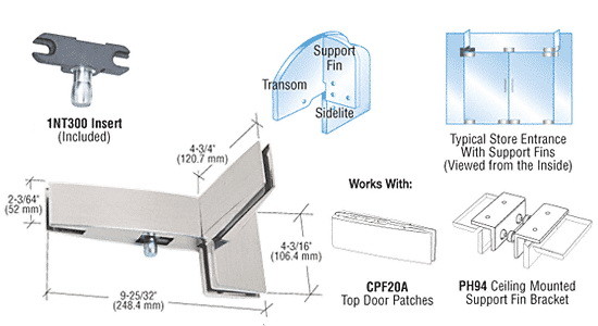 CRL Stainless Curved Left Hand Sidelite Transom Pa...