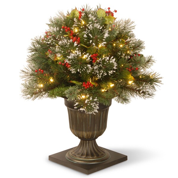 26inch Wintry Pine Porch Bush with Clear Lights