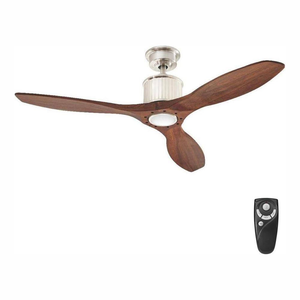 Home Decorators Collection Reagan 52 in. LED Indoor Brushed Nickel Ceiling Fan with Light Kit and Remote Control YG423-BN