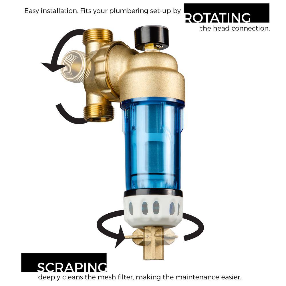 ISPRING Reusable Spin Down Sediment Water Filter 50 Micron with Scraper and 360 Head WSP50GR