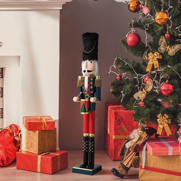 Glitzhome 36inch Wooden Christmas King/Drummer Nutcracker