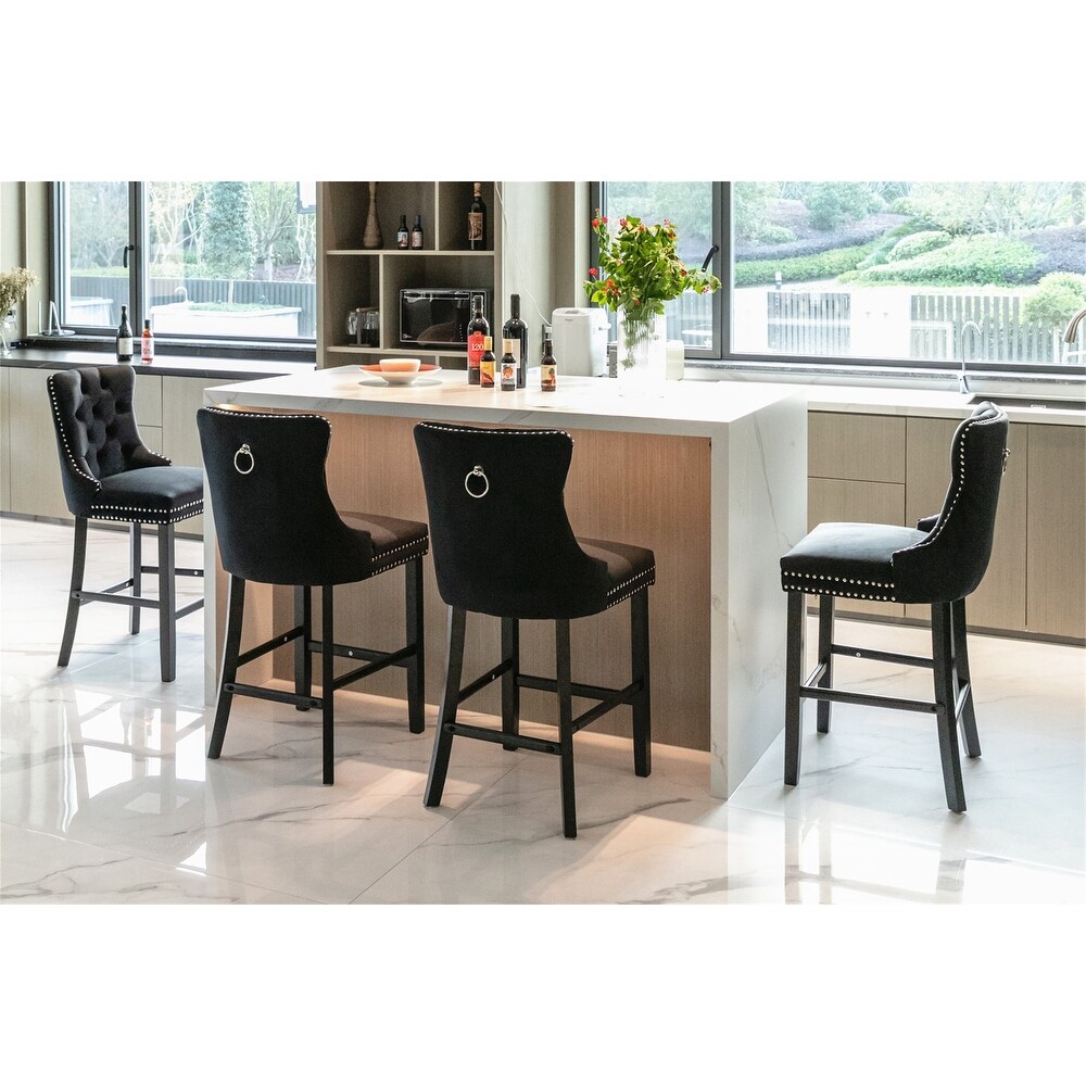 Contemporary Velvet Upholstered Bar stools