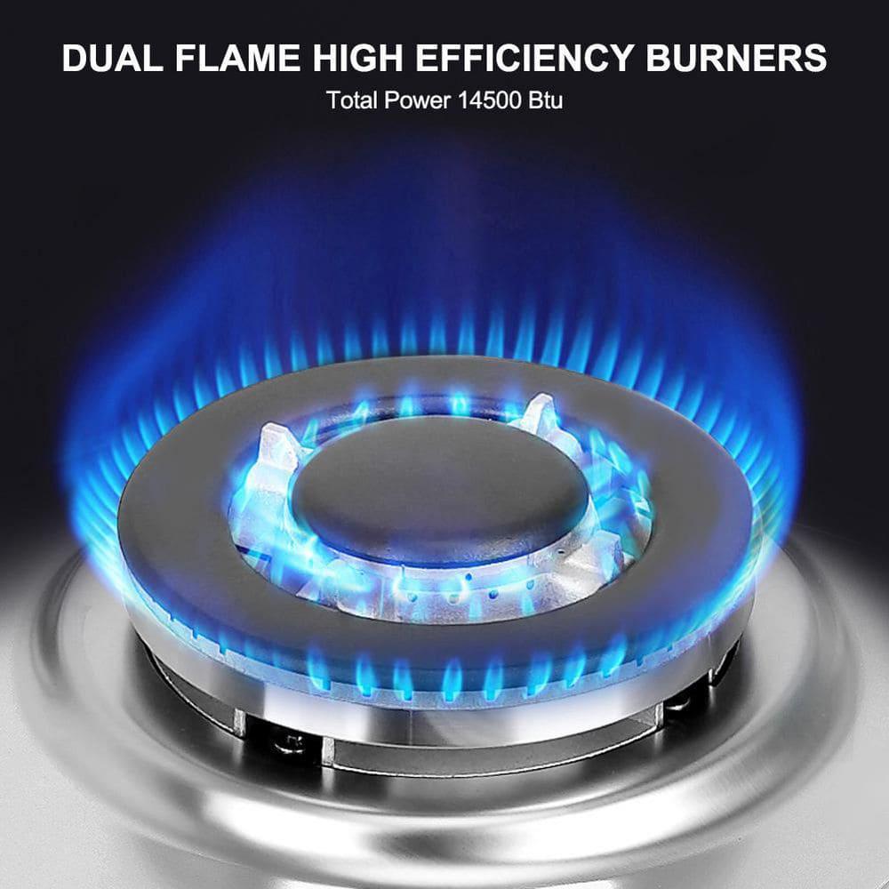 thermomate 12 in Builtin LPG Natural Gas Cooktop in Stainless Steel with 2 Sealed Burners