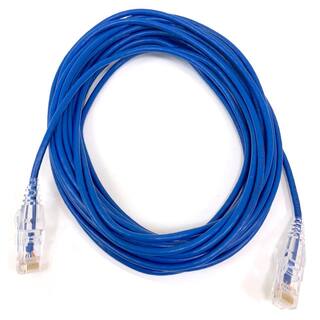 Micro Connectors Inc 100 ft. 28 AWG Ultra Slim CAT6 RJ45 Unshielded Twisted Pair Patch Cable Blue E08-100BL-SLIM