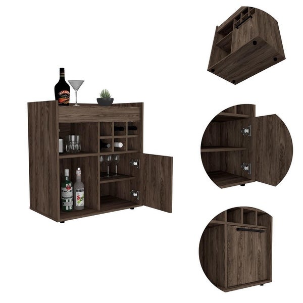 1-Door Bar Cabinet with 2 Shelves and 6 Cubbies