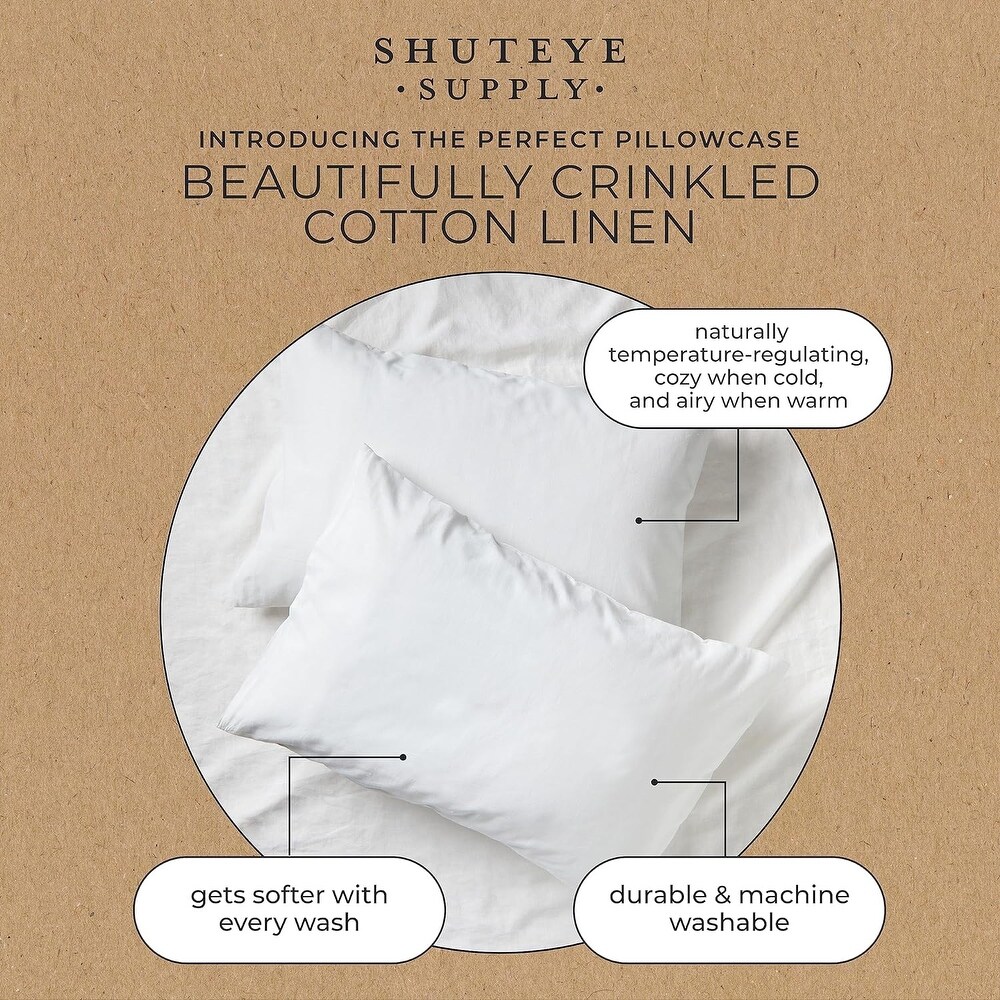 Shuteye Supply Satin Pillow Case Set  Beautifully Crinkled Collection  20 x 30 Inch  Opal