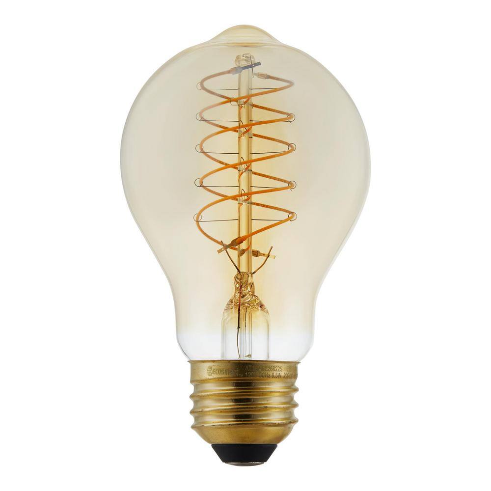 EcoSmart 40-Watt Equivalent AT19 Dimmable Fine Bendy Filament LED Vintge Edison Light Bulb Amber (1-Pack) AT19A6E26822S