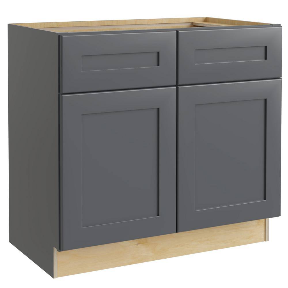 Home Decorators Collection Newport Onyx Gray Painted Plywood Shaker Stock Assembled Sink Base Kitchen Cabinet Doors (33 in. x 34.5 in. x 24 in.) SB33-NDO