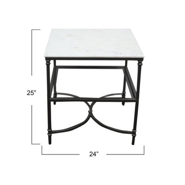 Libertine Genuine Marble and Glass End Table