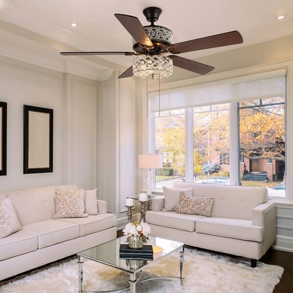 River of Goods Olivia Oil Rubbed Bronze Finish/ Crystal 52-inch LED Ceiling Fan - 52