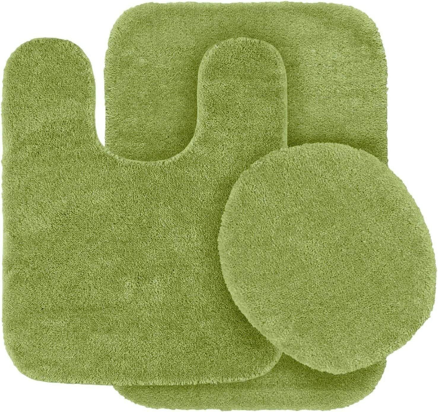 Sage Green 3 pieces bathroom rug Non-Slip Set bath mats super soft plush with toilet lid cover #6