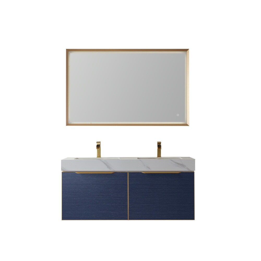 Alicante 48 in. Classic Blue Double Vanity with Mirror