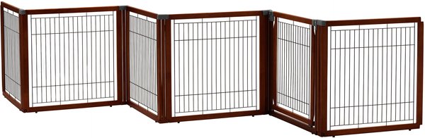 Richell 6-panel Convertible Elite Dog and Cat Gate， Cherry Brown