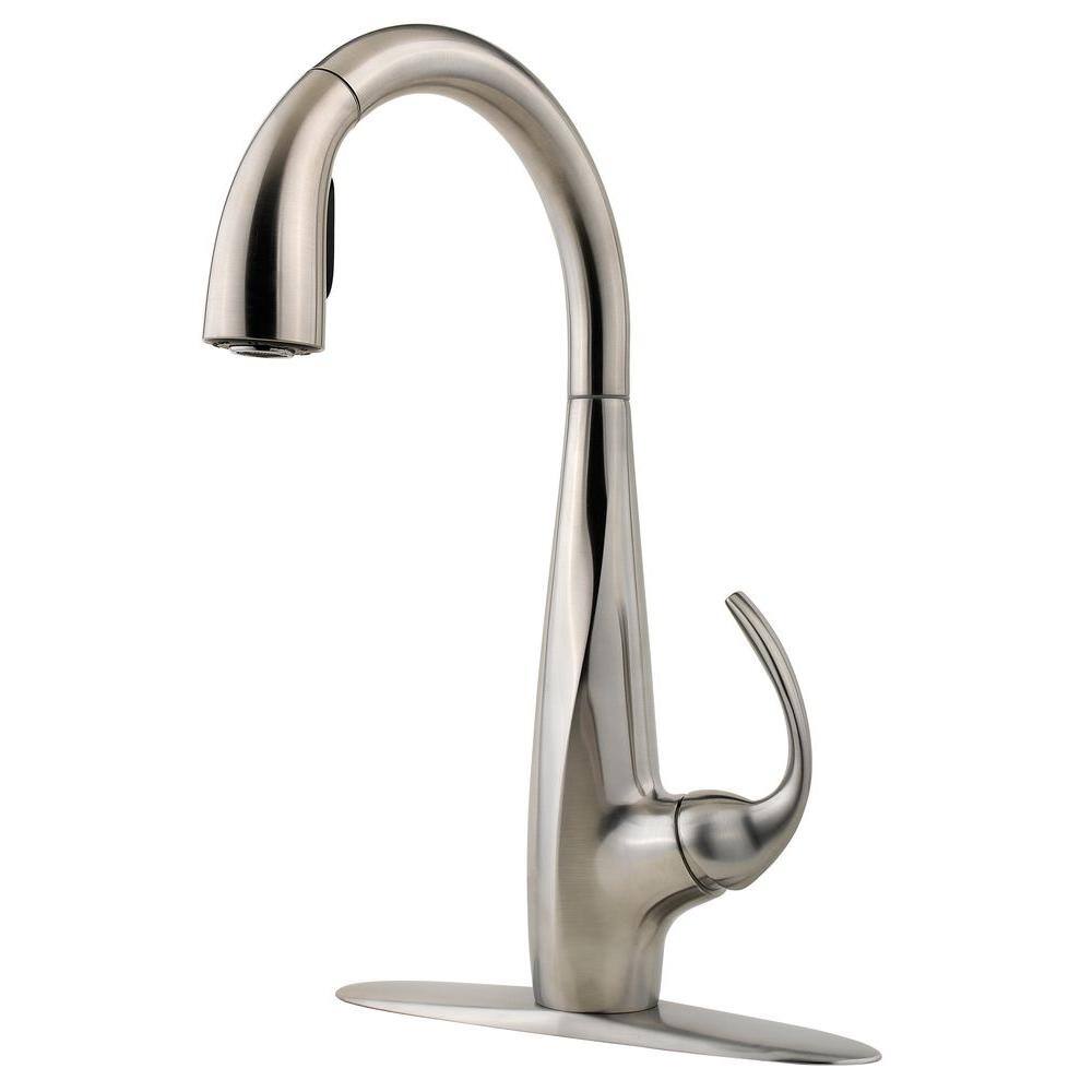 Pfister Avanti Single-Handle Pull-Down Sprayer Kitchen Faucet in Stainless Steel LF-529-7ANS