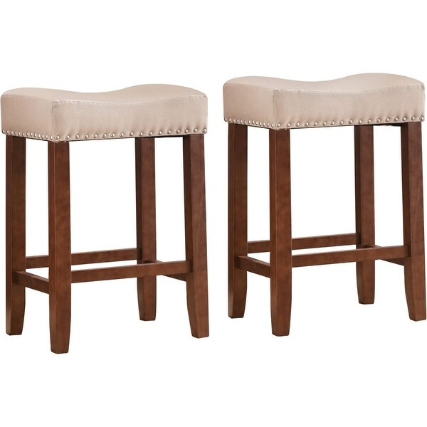 Backless Square Saddle Counter Stool Farmhouse Barstools (Set of 2)