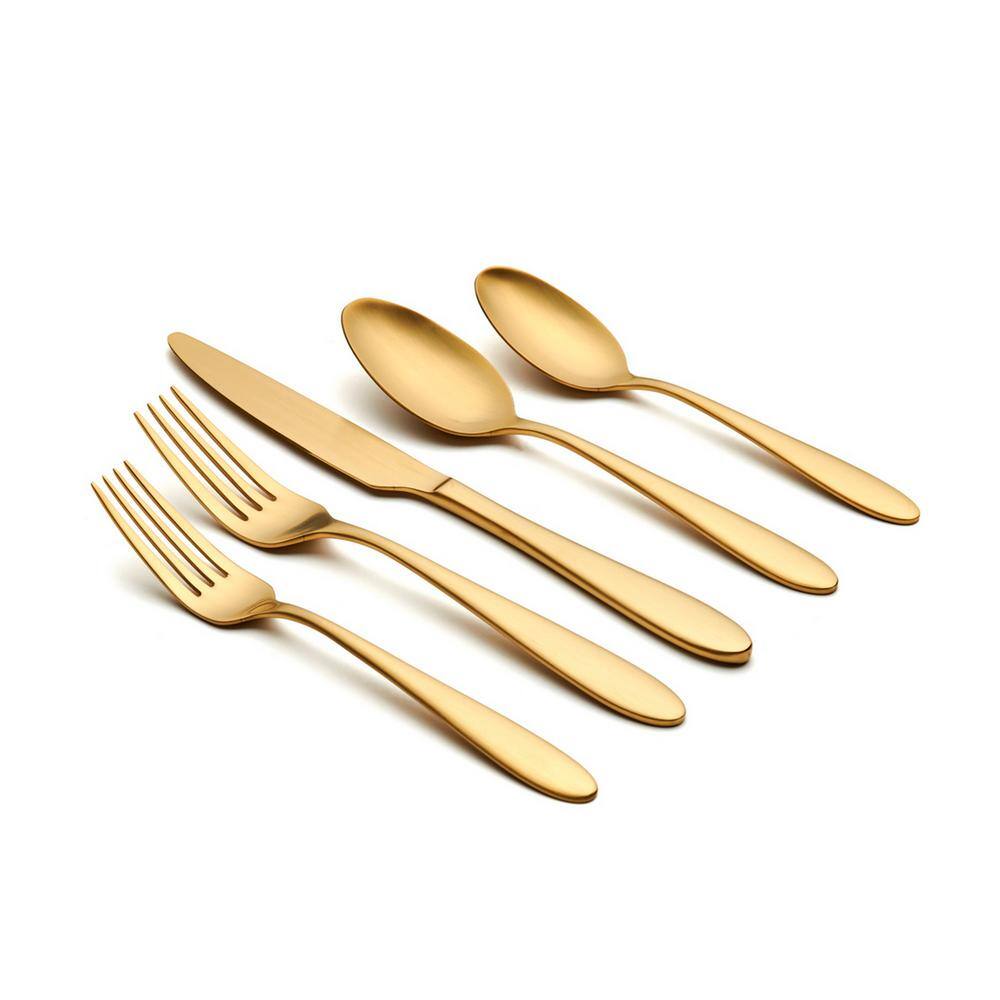 ORNATIVE Sophia 20-Piece Matte Gold 180 Stainless Steel Flatware Set (Service for 4) 09020GDR1