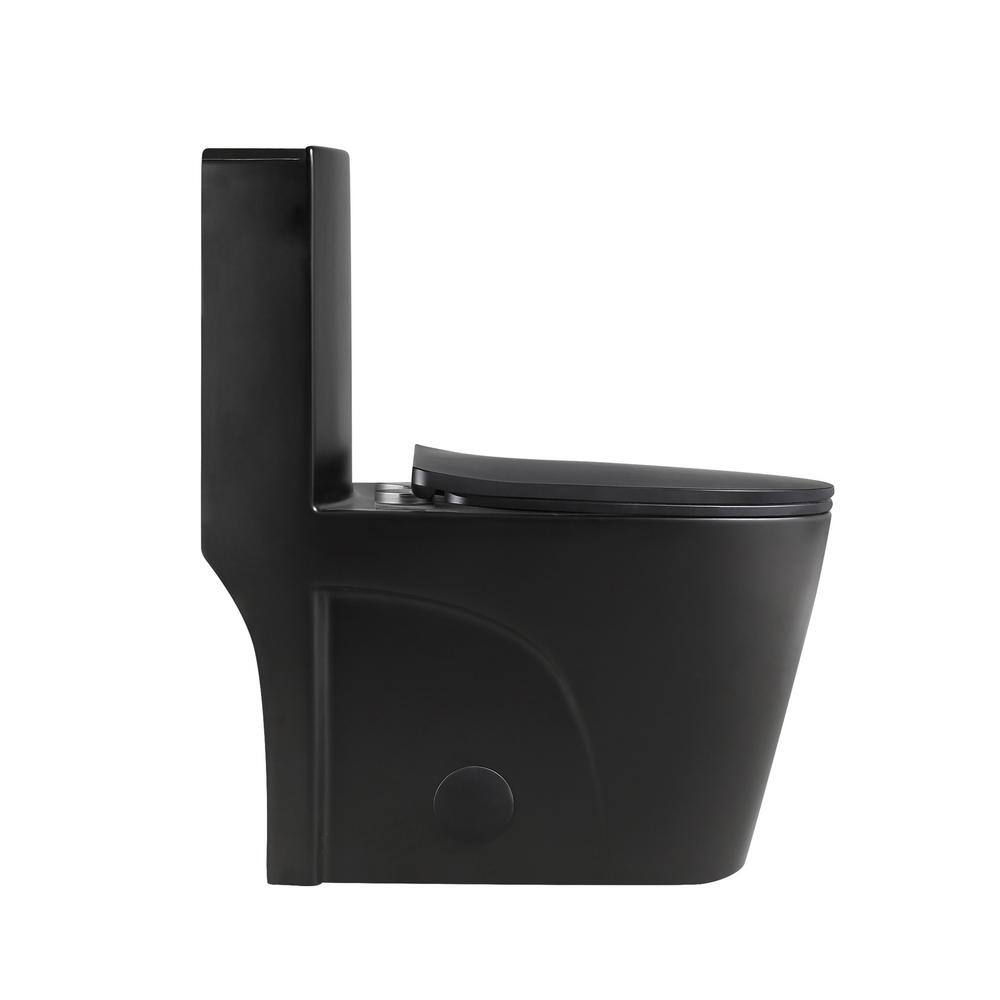 Aoibox 1-Piece 1.11.6 GPF Dual Flush Water Saving Elongated Toilet in Matte Black Seat Included SNSA11IN011