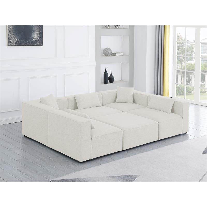 Meridian Furniture Cube Cream Durable Linen Modular Sectional