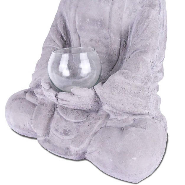 14 17 quot cement Composite Meditating Buddha Statue Tealight Candle Holder Gray Rosemead Home amp Garden Inc