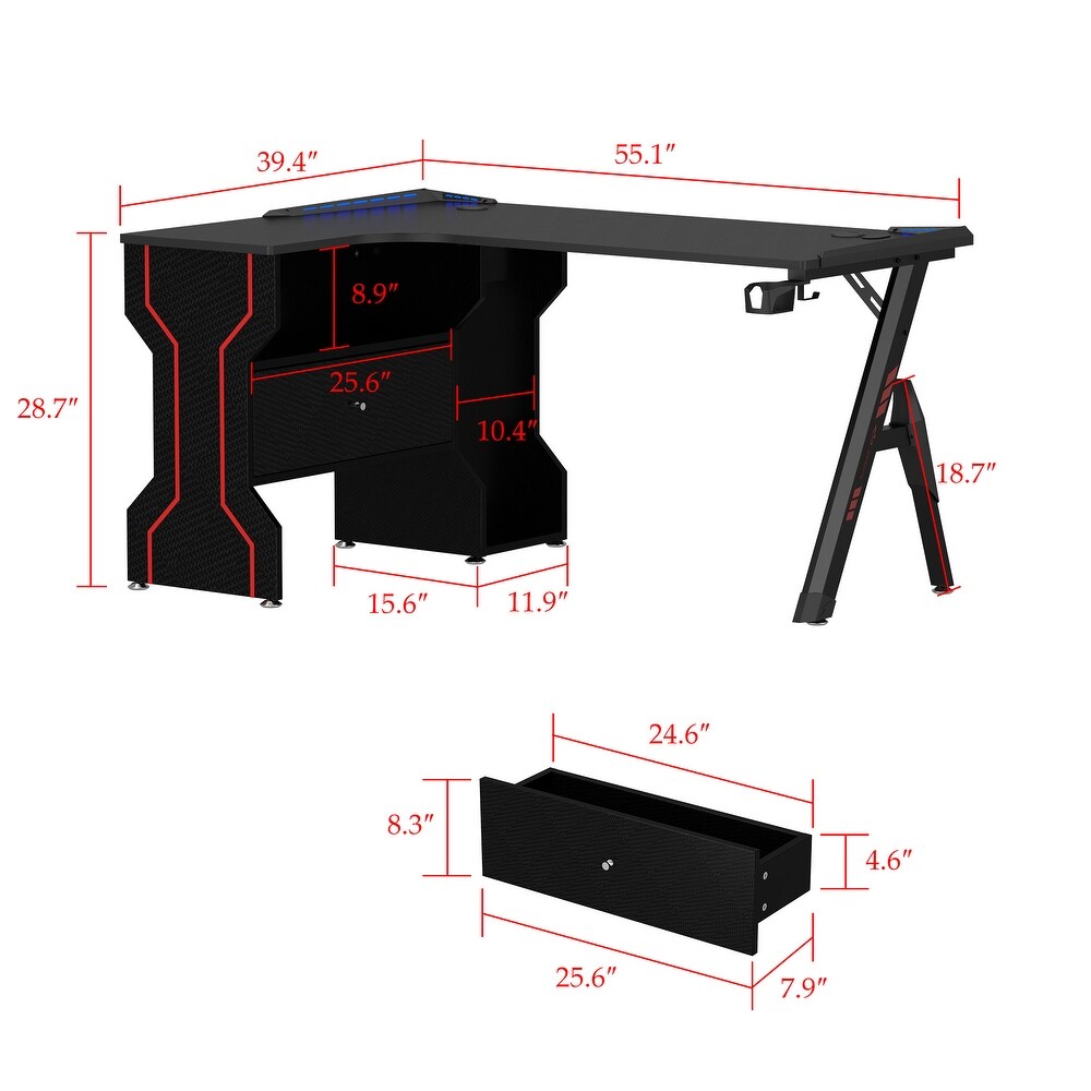 L Shaped Modern carbon fiber desktop office computer desk