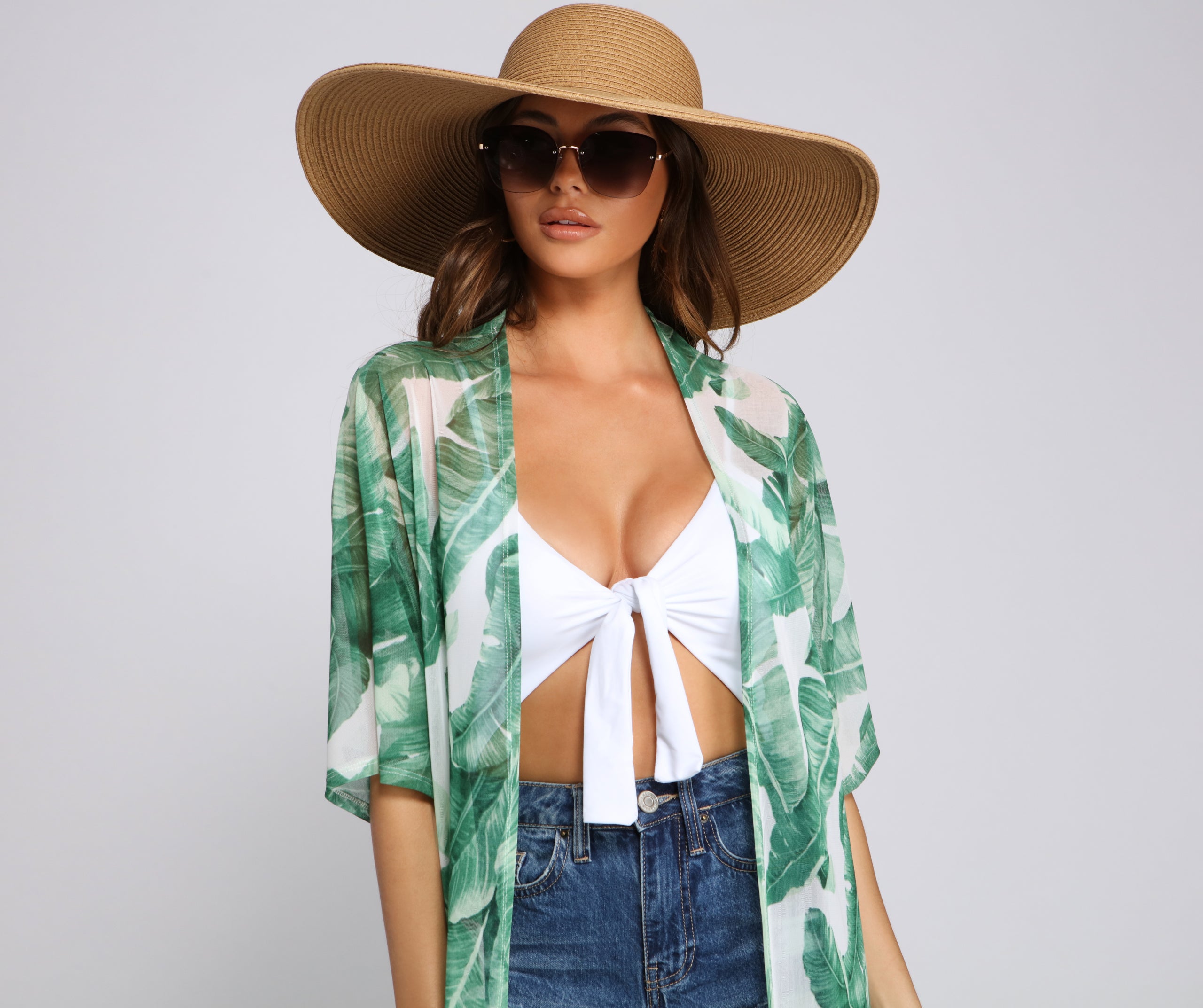 Miss Jetsetter Tropical Mesh Duster