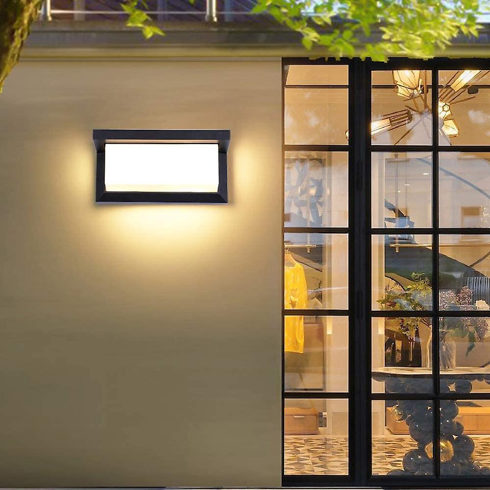 12w Outdoor Led Wall Light Waterproof Ip66 Anthracite Square Wall Light Metal Bulkhead Wall Sconce Light Outside Warm White Led Wall Lamp For Balcony