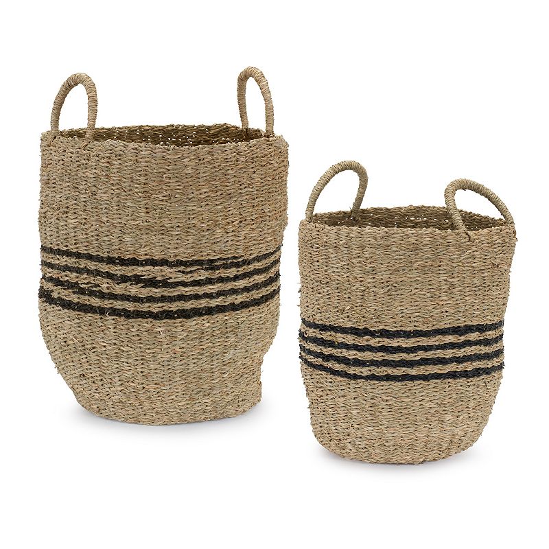 Striped Woven Seagrass Basket (Set Of 2)