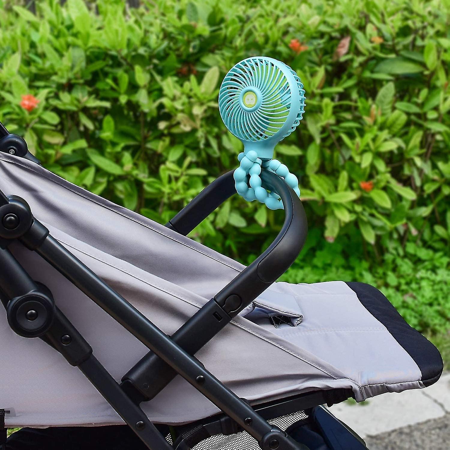 Mini Handheld Baby Stroller Fan Rechargeable Octopus Cooling Stand Fan (Blue)