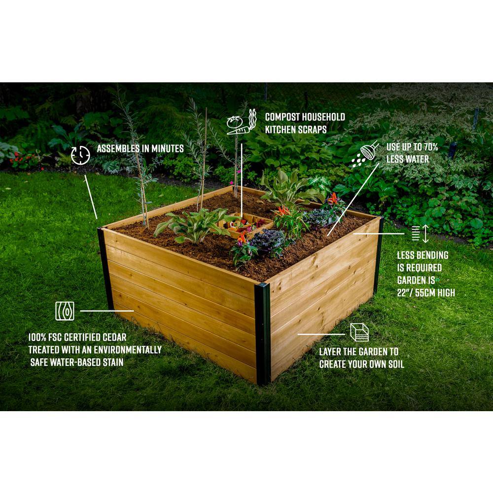 VITA Mezza 48 in. x 48 in. x 22 in. Golden Brown Wood Raised Composting Garden VT17701