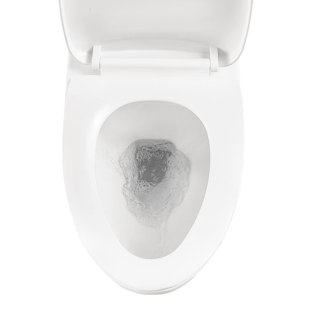 12 in. Rough-In 1-piece 1.281.1 GPF Single Flush Elongated Toilet in White Soft-Close Seat Included AL76MTPB