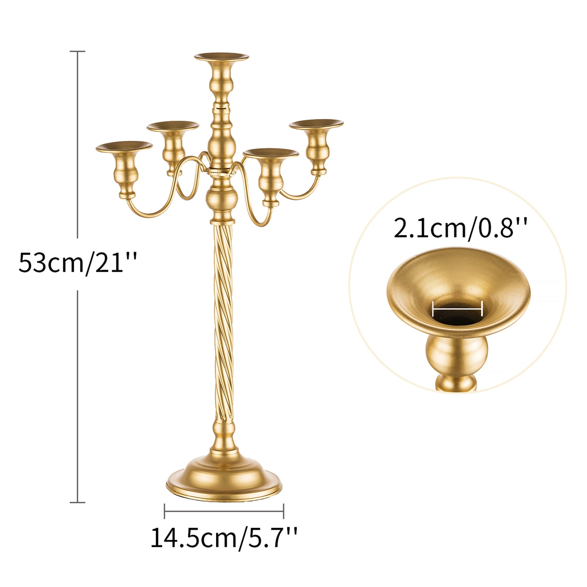 Nuptio Gold Candelabra for Wedding Decoration 5-Arms Floor Candlestick Holder 21