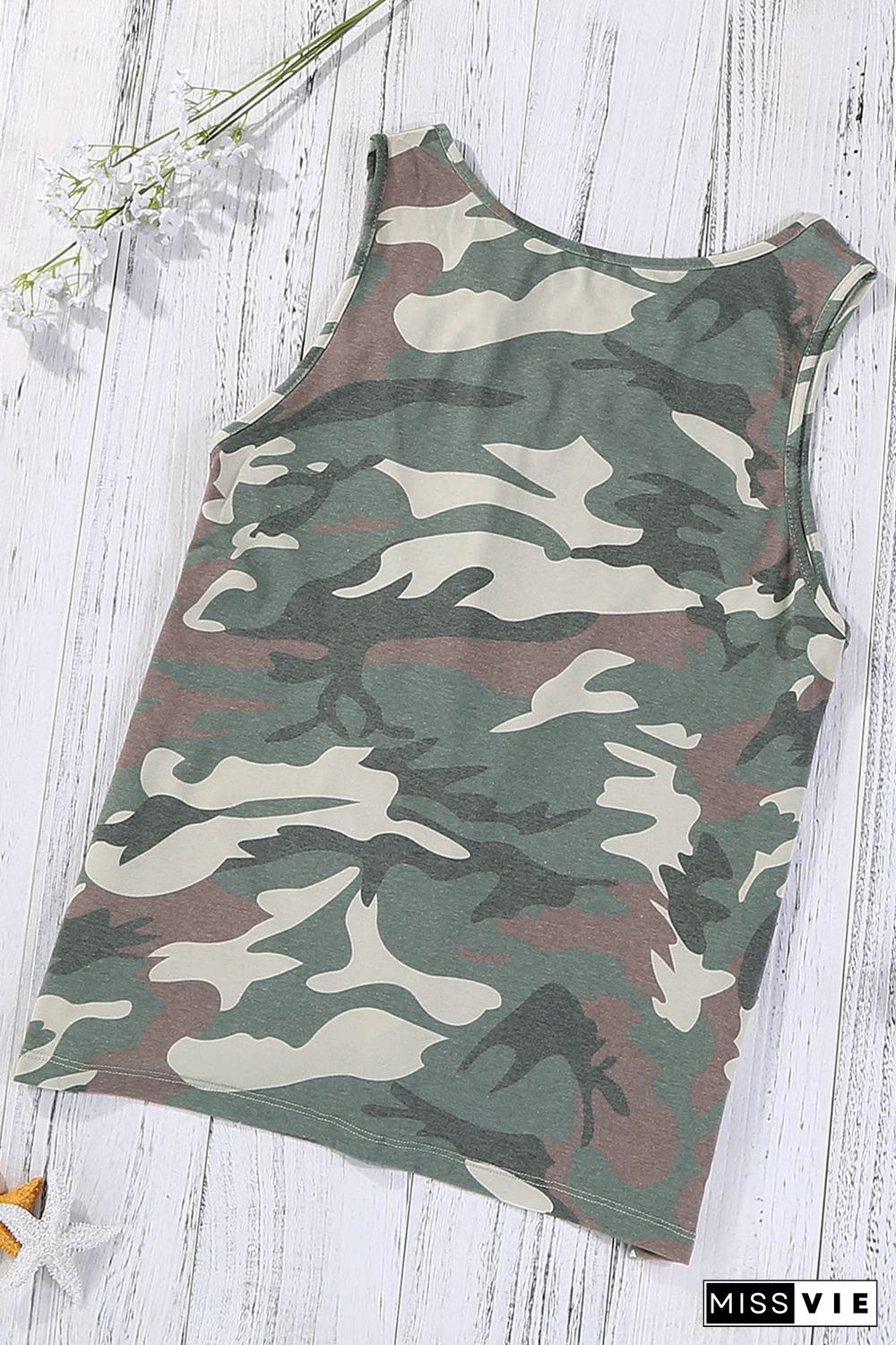 Camo Print Twist Hemline Tank Top