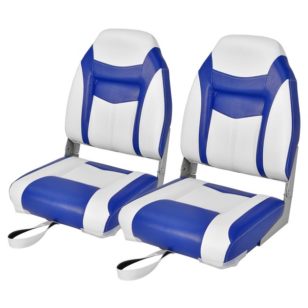 Costway 2 Pack High Back Folding Boat Seats With Sponge Cushion amp Flexible Hinges