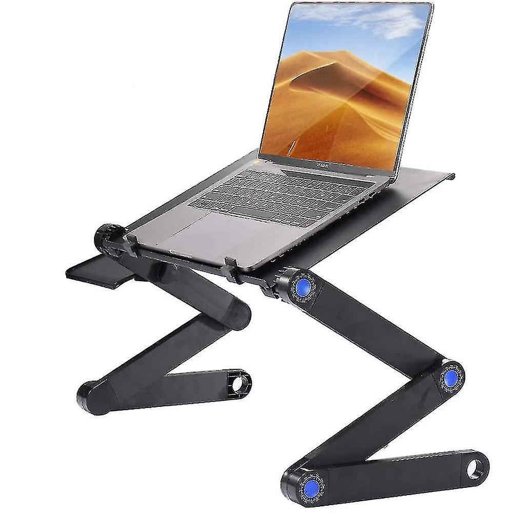 Aluminum Laptop Stand Adjustable With Cooling Fan And Mouse Pad， Reinforced Ergonomic Lap Desk Folda