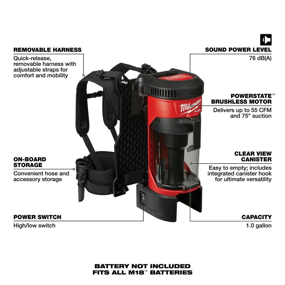 MW M18 FUEL 3-in-1 Backpack Vacuum 0885-20 from MW