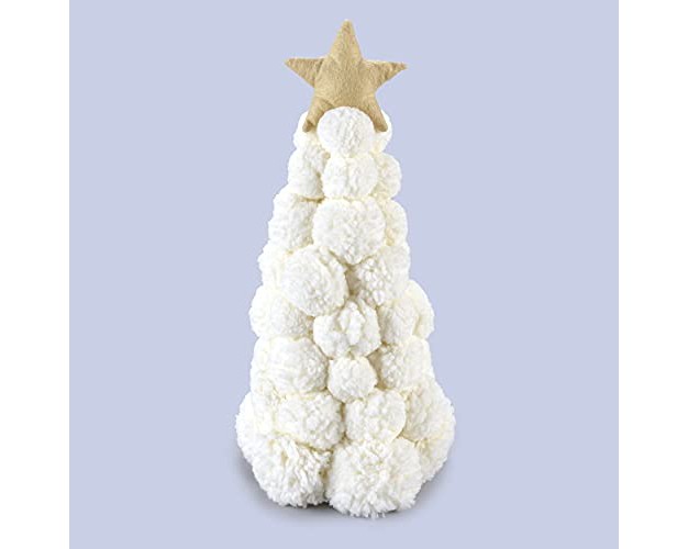 The Lakeside Collection Christmas Snowball Tree With Gold Star Topper Holiday Home Accent