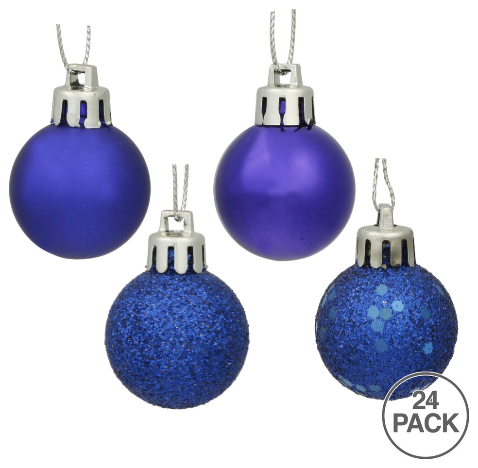 Vickerman N590622 2.4 quotCobalt 4 Finish Ball Ornament Assortment  24 Per Box   Contemporary   Christmas Ornaments   by VirVentures  Houzz